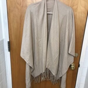 Brooks Brothers Tan Glen Plaid Fringe Shawl Cape - Polyester/Viscose - one size